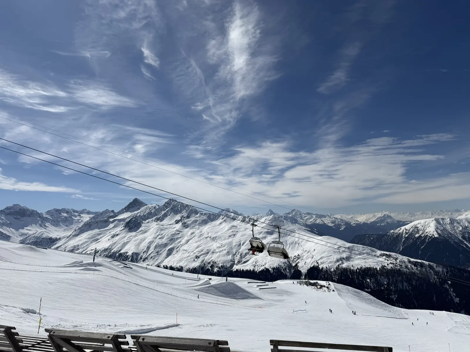 Blick aus der Jakobshorn-Gondel auf Davos